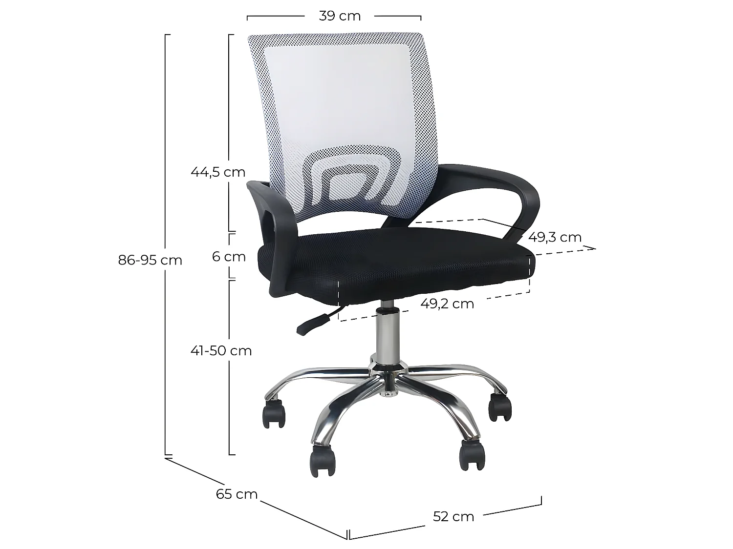 Silla de Escritorio con Ruedas Classic 95x65x52cm Thinia Home