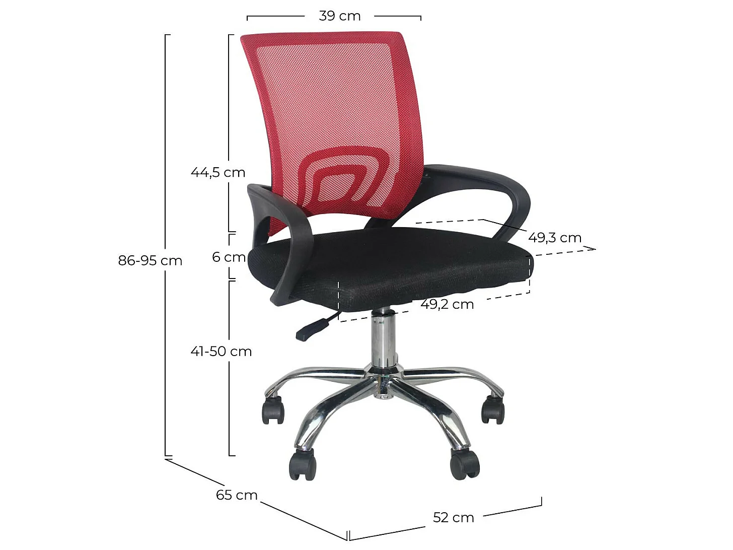 Chaise de bureau classique à roulettes 95x65x52cm Thinia Home