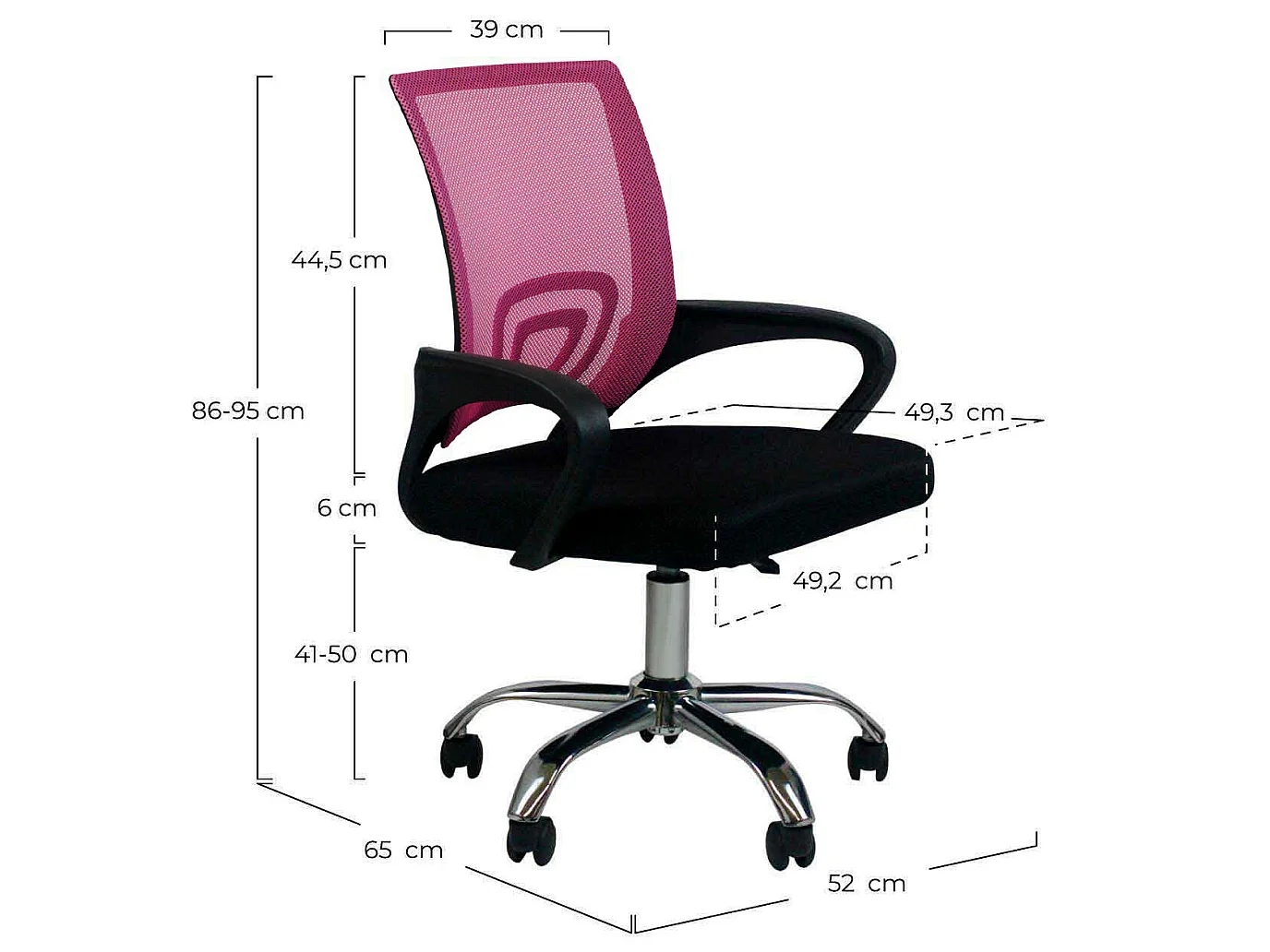 Silla de Escritorio con Ruedas Classic 95x65x52cm Thinia Home