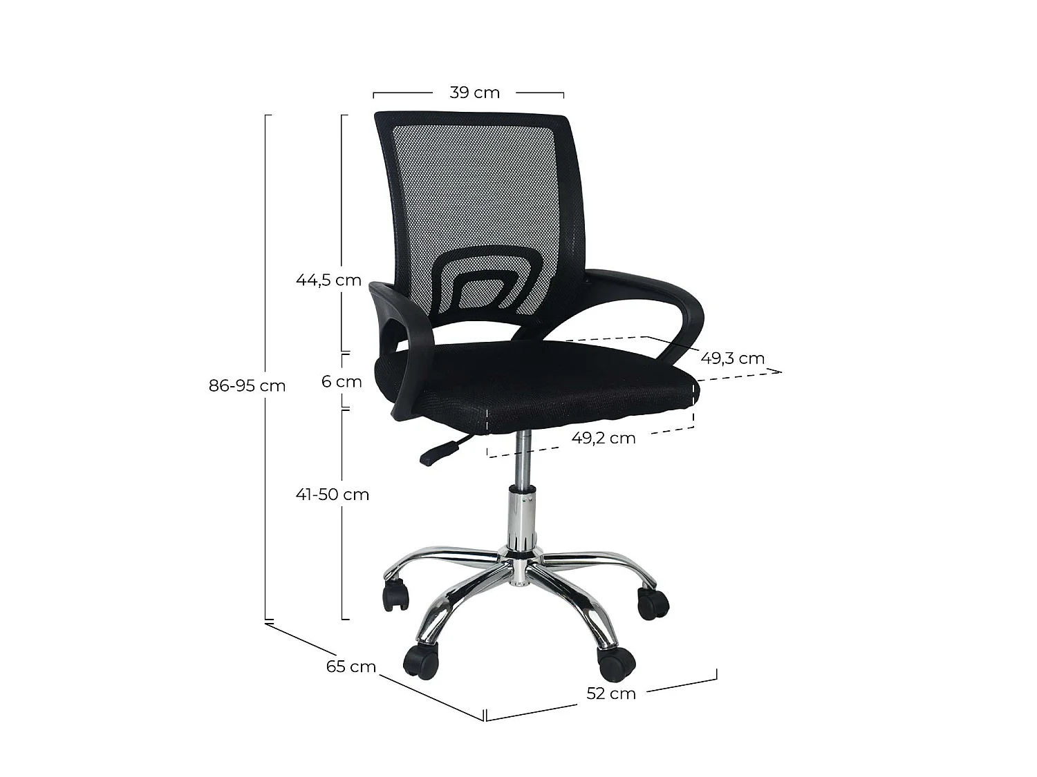 Chaise de bureau classique à roulettes 95x65x52cm Thinia Home