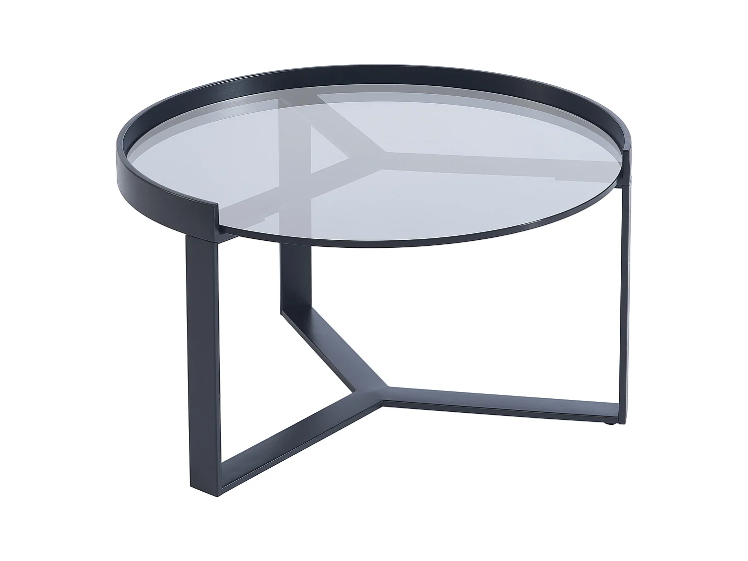 Mesas de centro apilables de vidrio templado ahumado, cerámica y metal - Efecto mármol blanco y negro - ZERILA