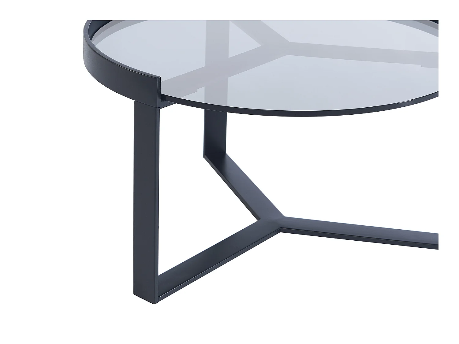 Mesas de centro apilables de vidrio templado ahumado, cerámica y metal - Efecto mármol blanco y negro - ZERILA