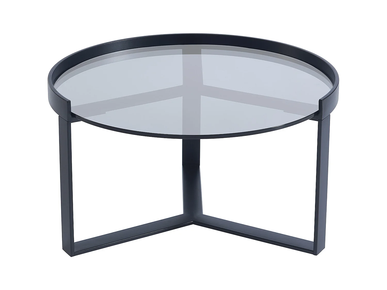 Mesas de centro apilables de vidrio templado ahumado, cerámica y metal - Efecto mármol blanco y negro - ZERILA