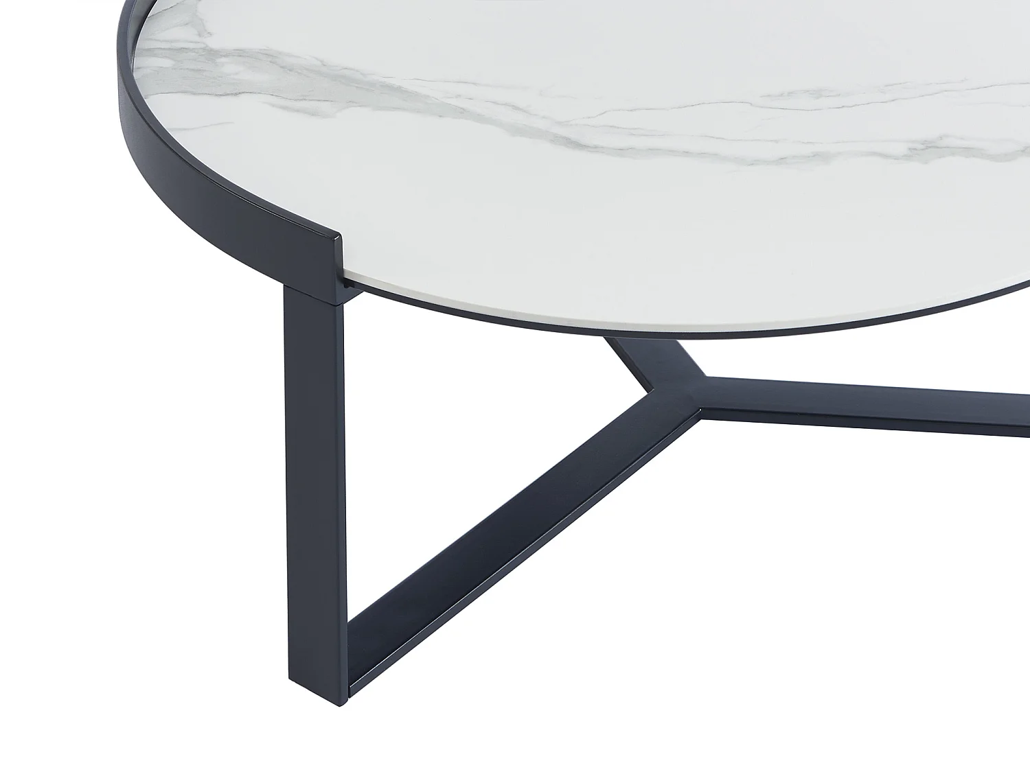 Tables basses gigognes en verre trempé fumé, céramique et métal - Effet marbre blanc et Noir - ZERILA de Maison Céphy