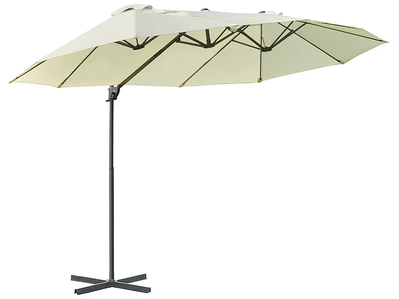 Sombrilla doble crema 270x440x250cm Outsunny