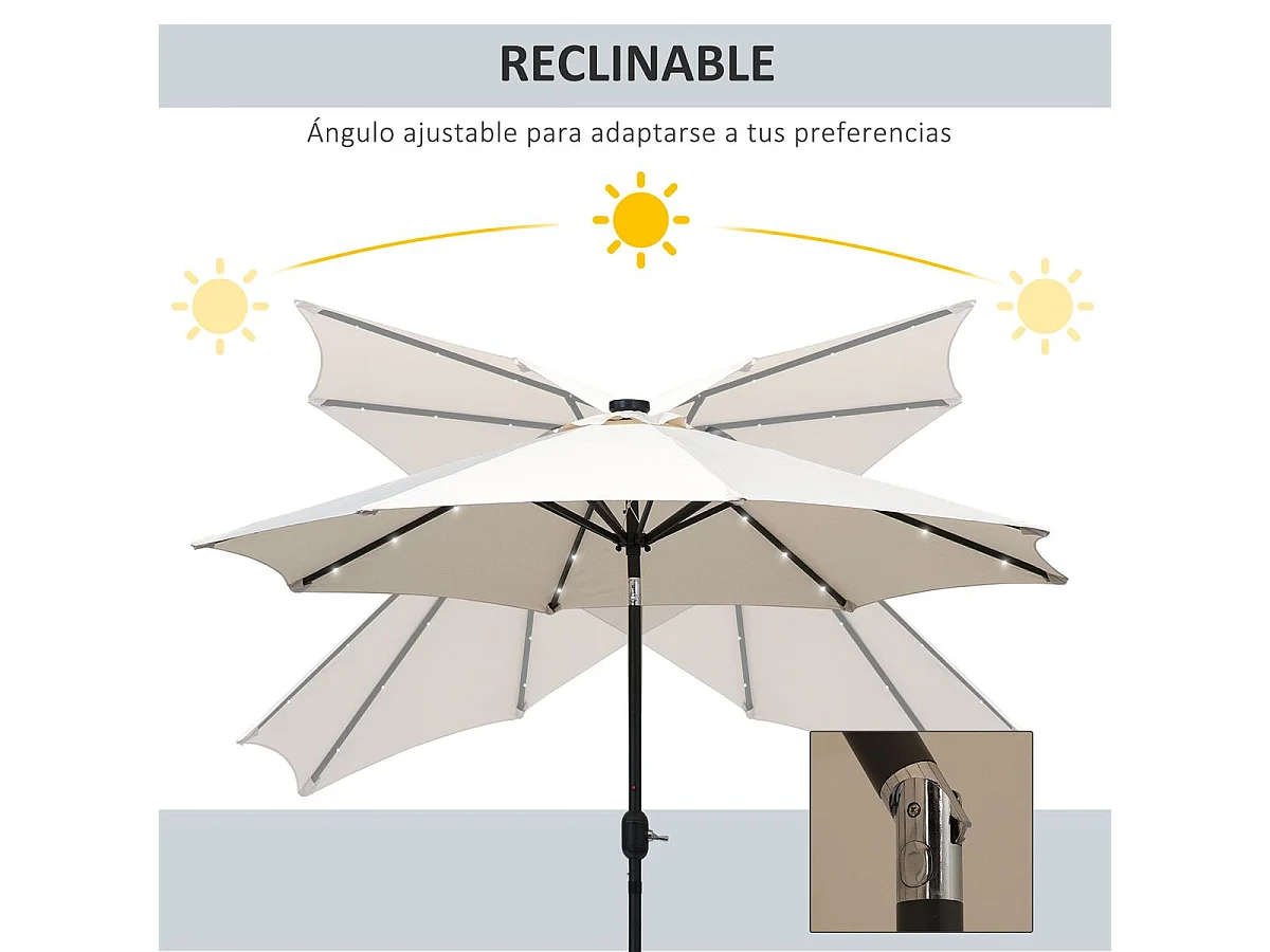 Sombrilla parasol crema 267x267x240 cm Outsunny