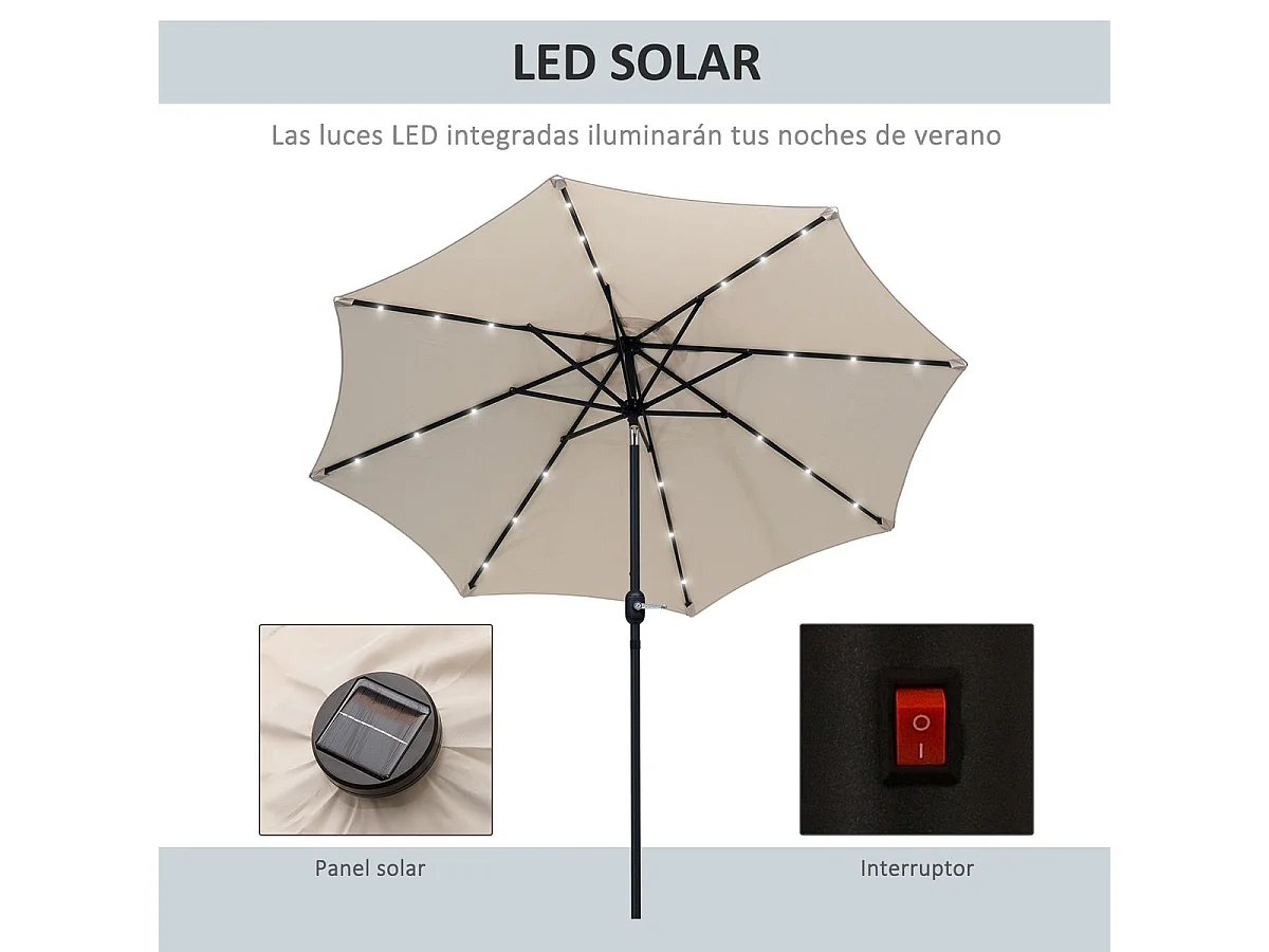 Sombrilla parasol crema 267x267x240 cm Outsunny