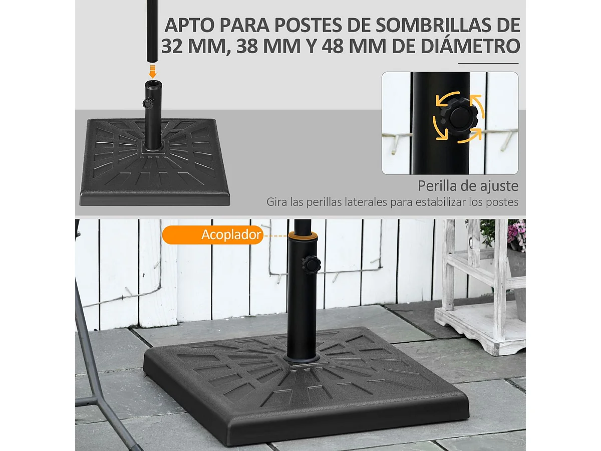Base de sombrilla negro 51x51x32 cm Outsunny