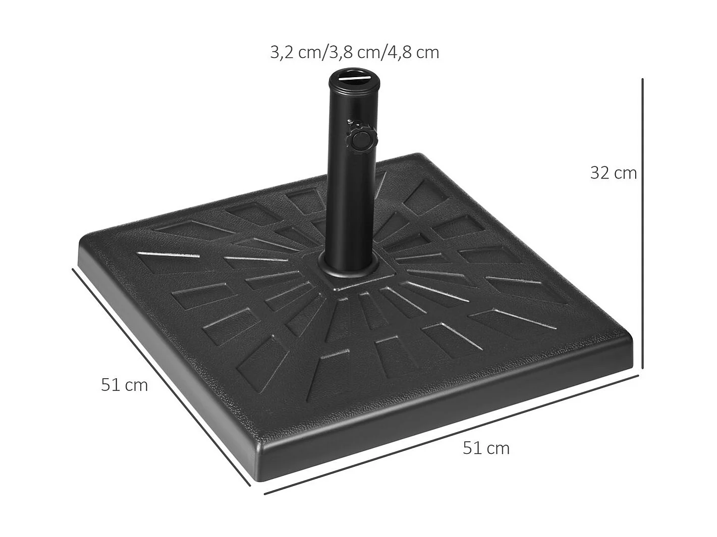 Base de sombrilla negro 51x51x32 cm Outsunny