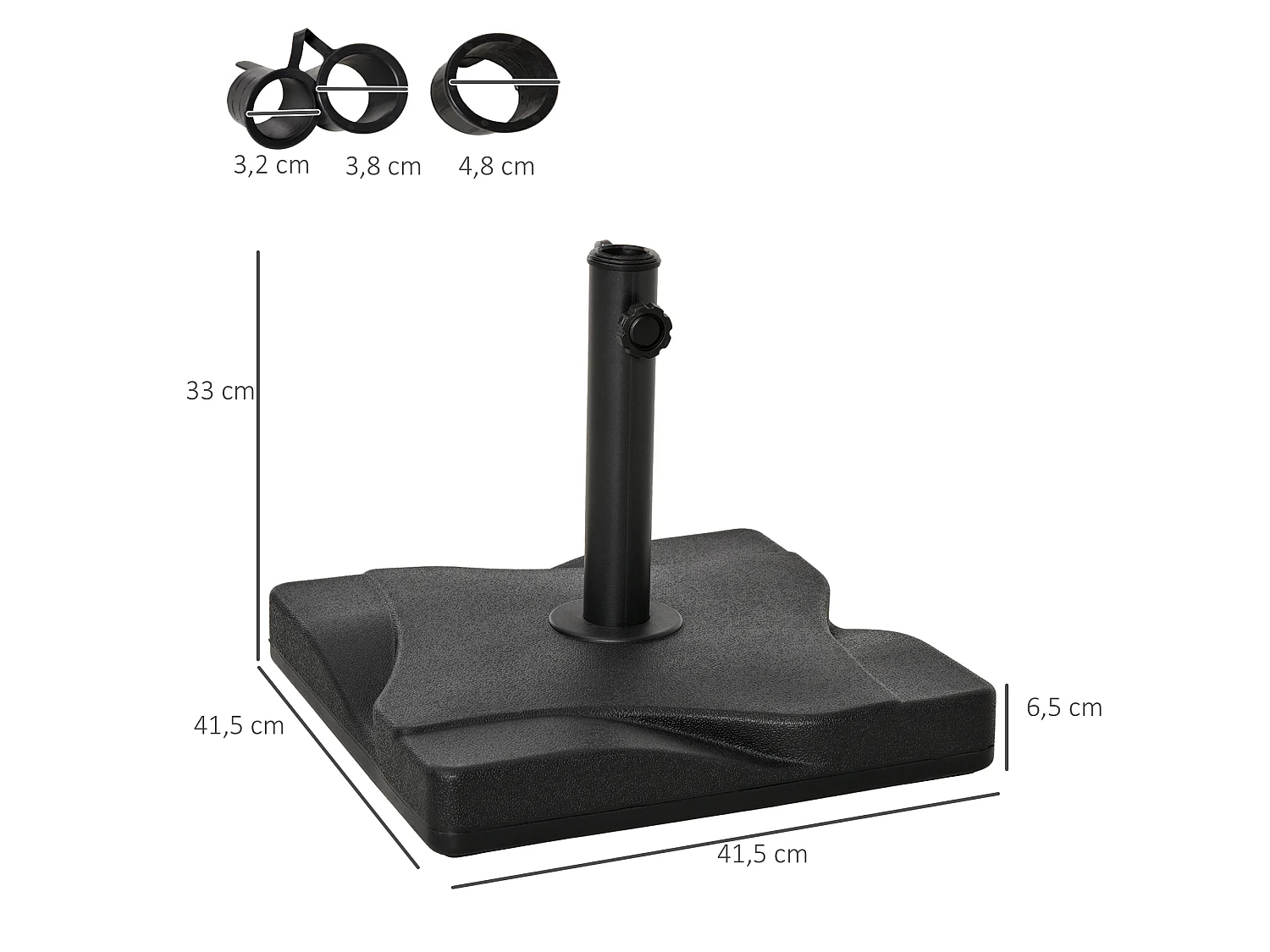 Base para parasol de jardín negro 41.5x41.5x33 cm Outsunny