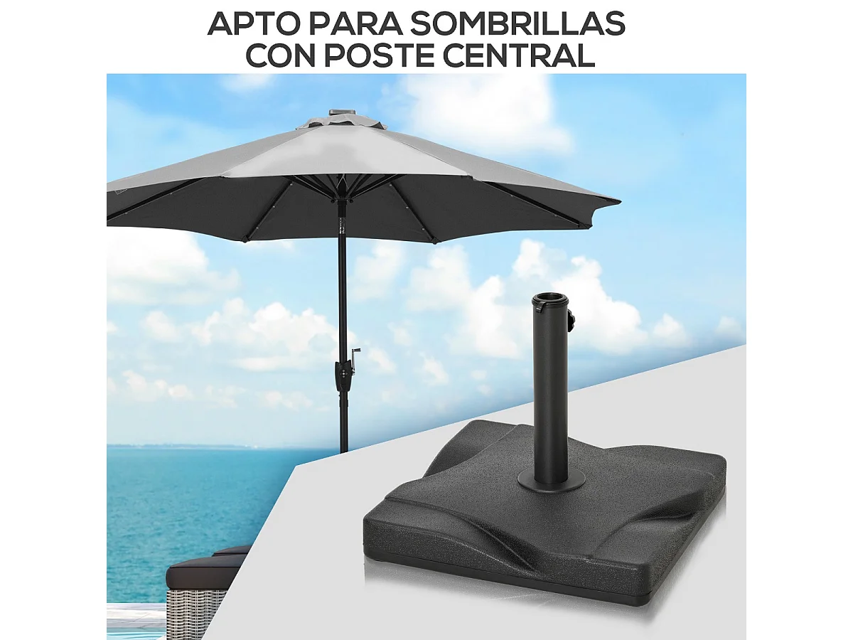 Base para parasol de jardín negro 41.5x41.5x33 cm Outsunny