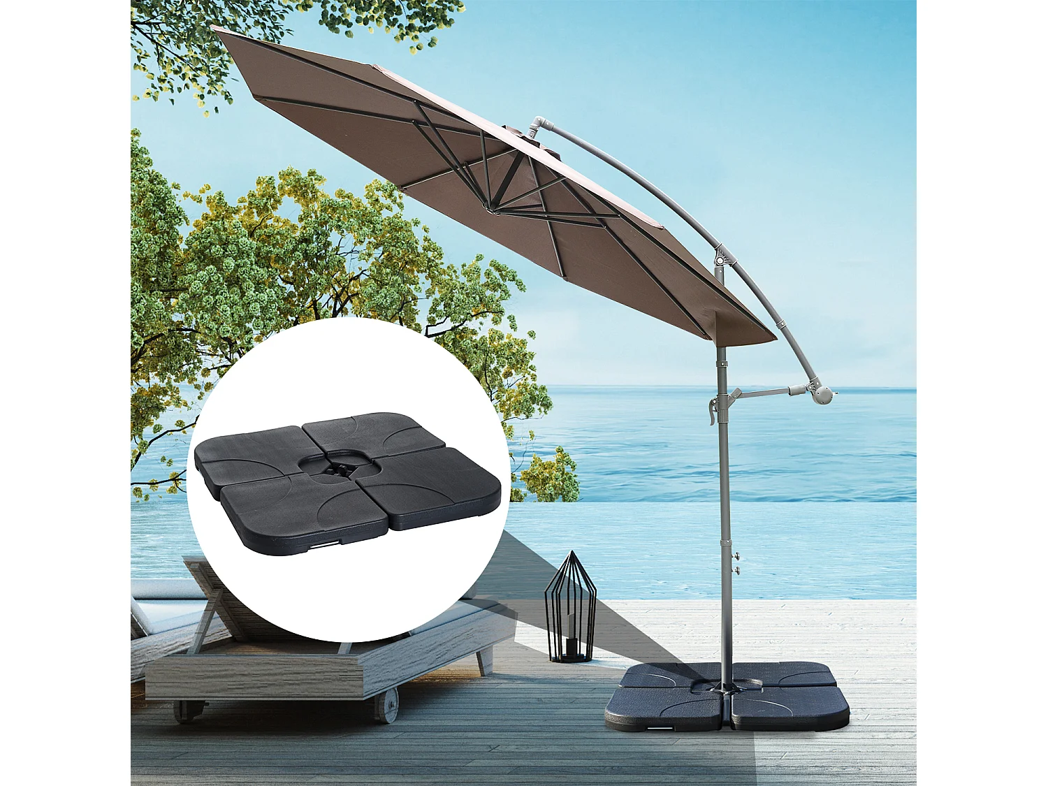 Base de sombrilla negro 50x50x7.5 cm Outsunny