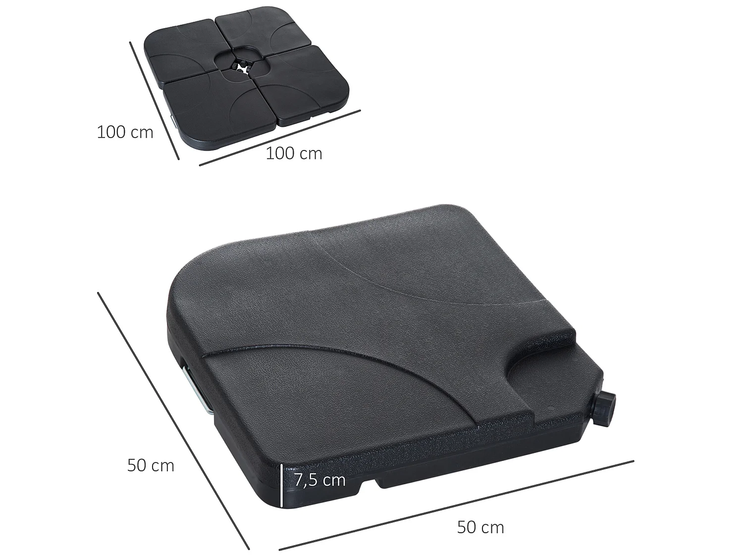 Base de sombrilla negro 50x50x7.5 cm Outsunny