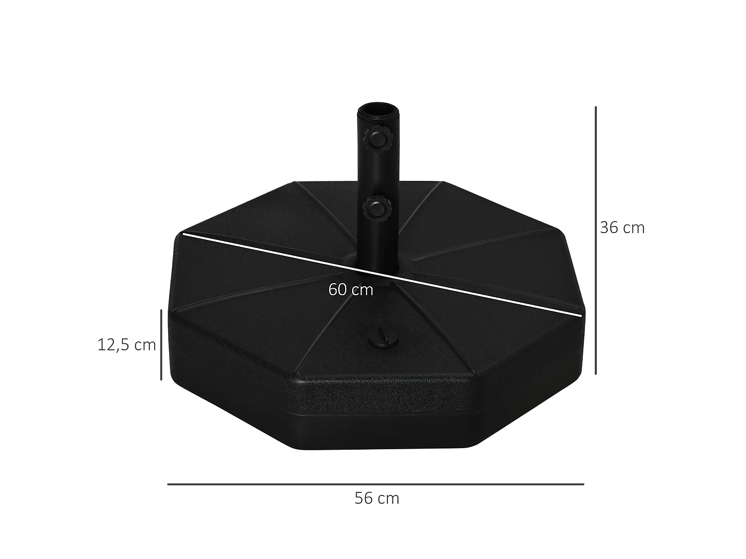 Base de sombrilla negro 60x60x36 cm Outsunny