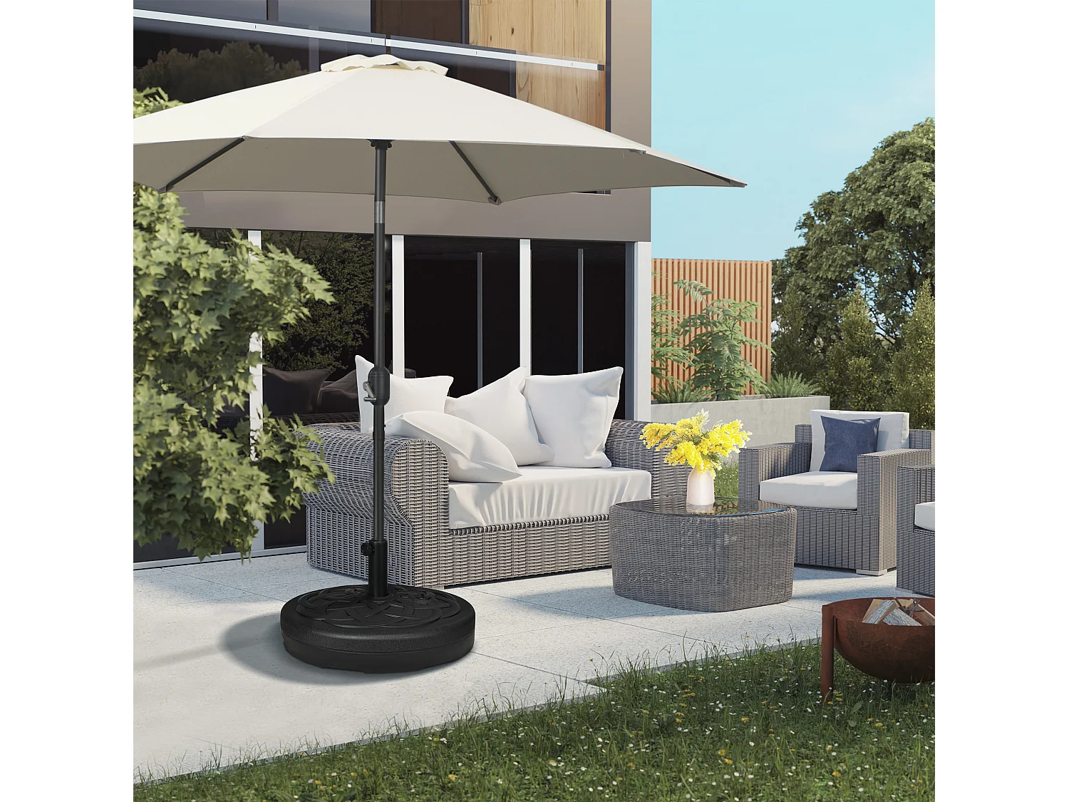 Base de sombrilla negro 56x56x30.5 cm Outsunny