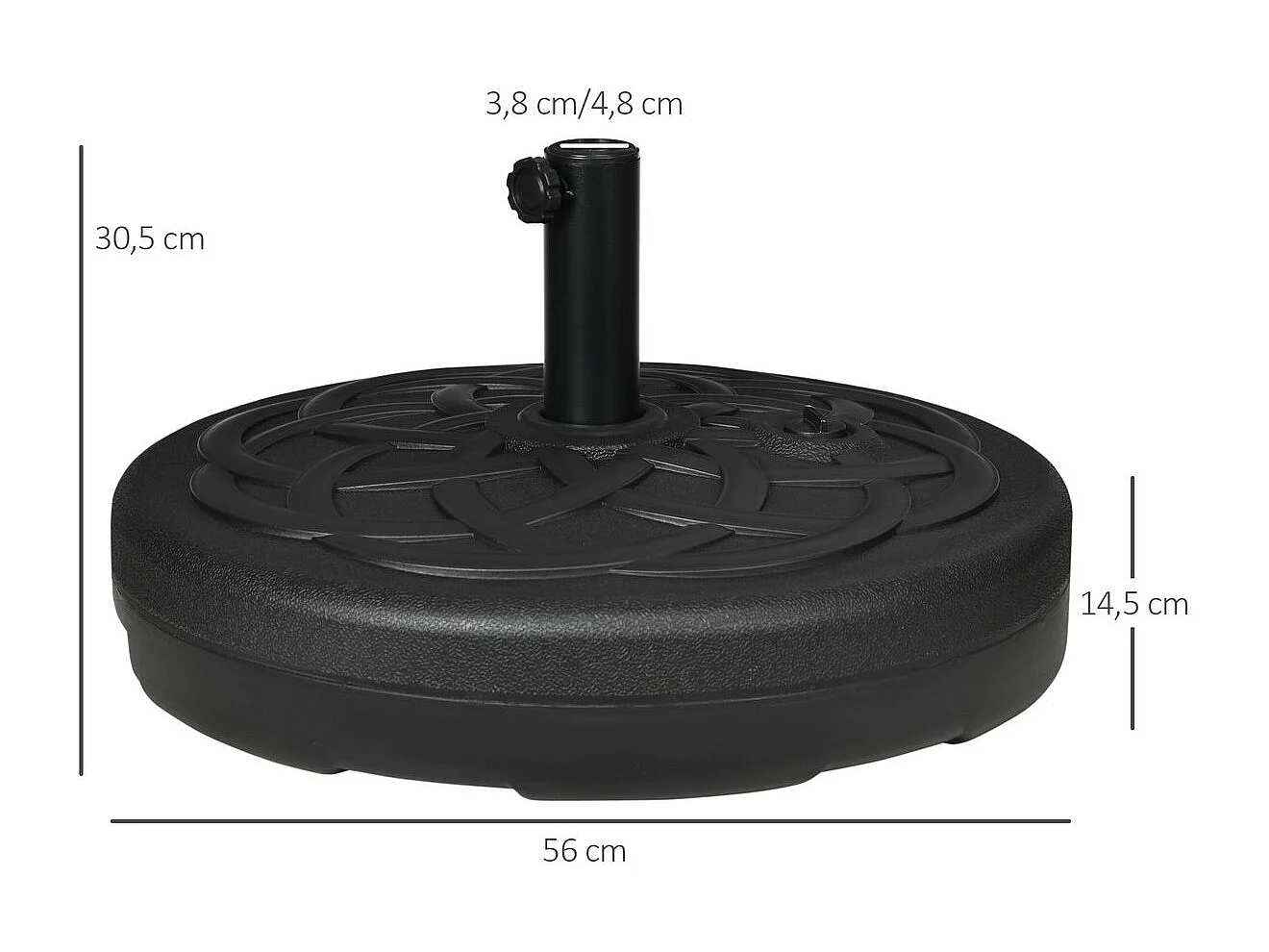 Base de sombrilla negro 56x56x30.5 cm Outsunny