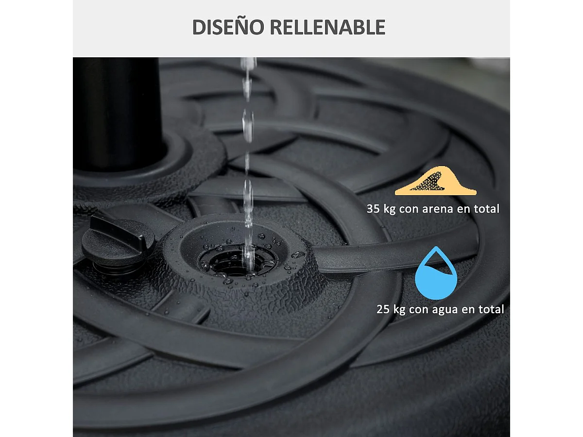 Base de sombrilla negro 56x56x30.5 cm Outsunny