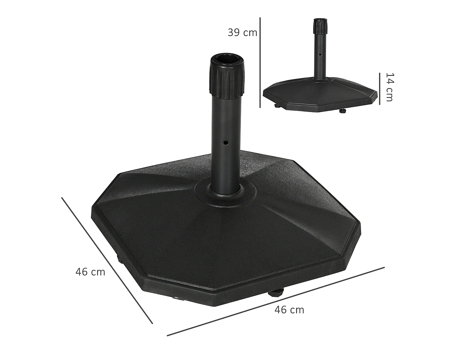 Base de sombrilla negro 46x46x39 cm Outsunny