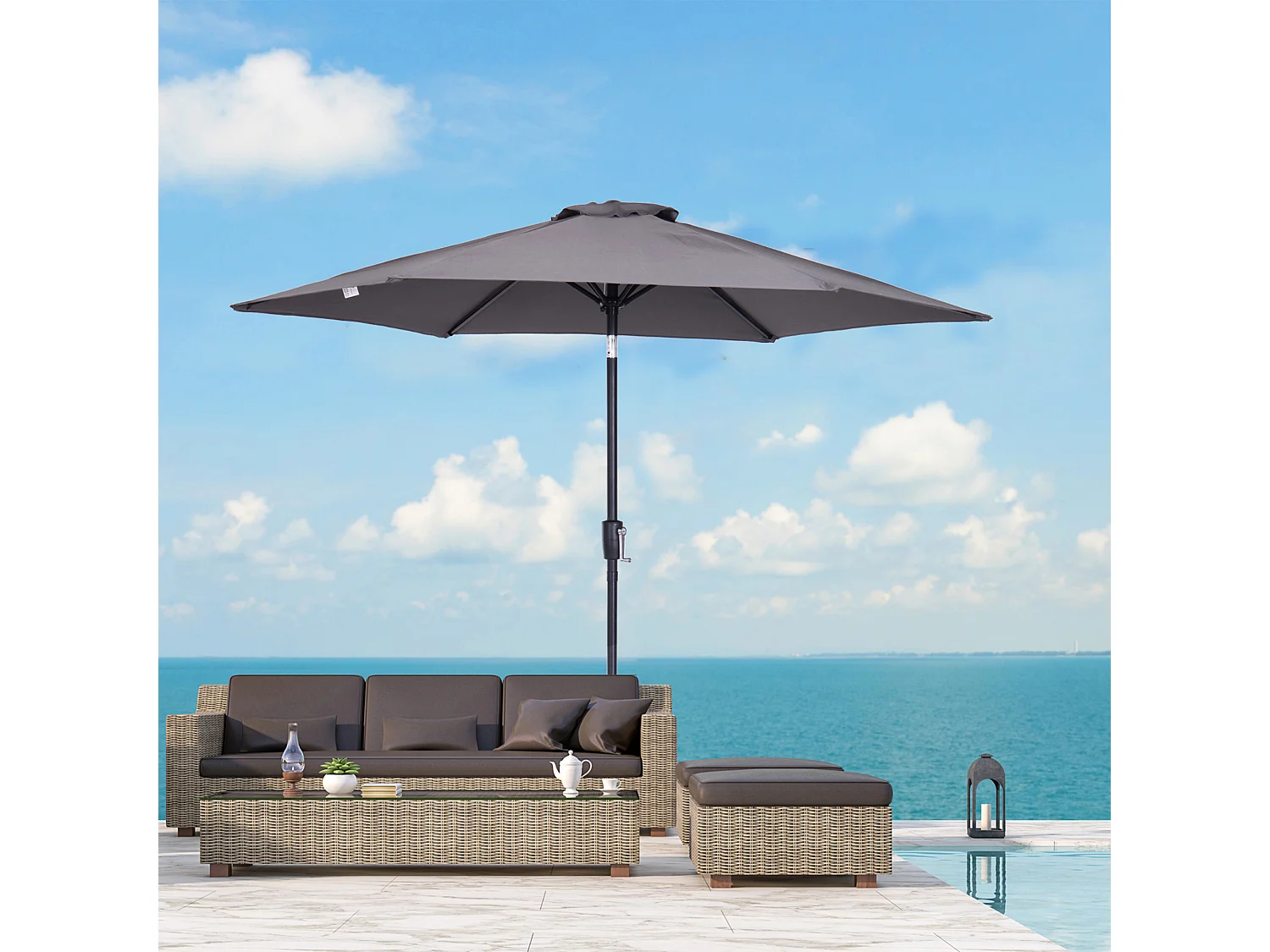 Sombrilla de jardín gris 270x270x235 cm Outsunny