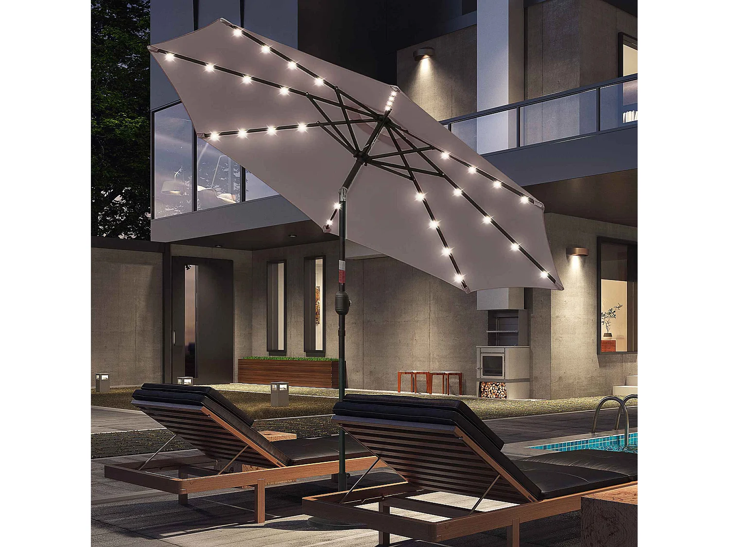 Sombrilla de jardín gris 265x265x233 cm Outsunny