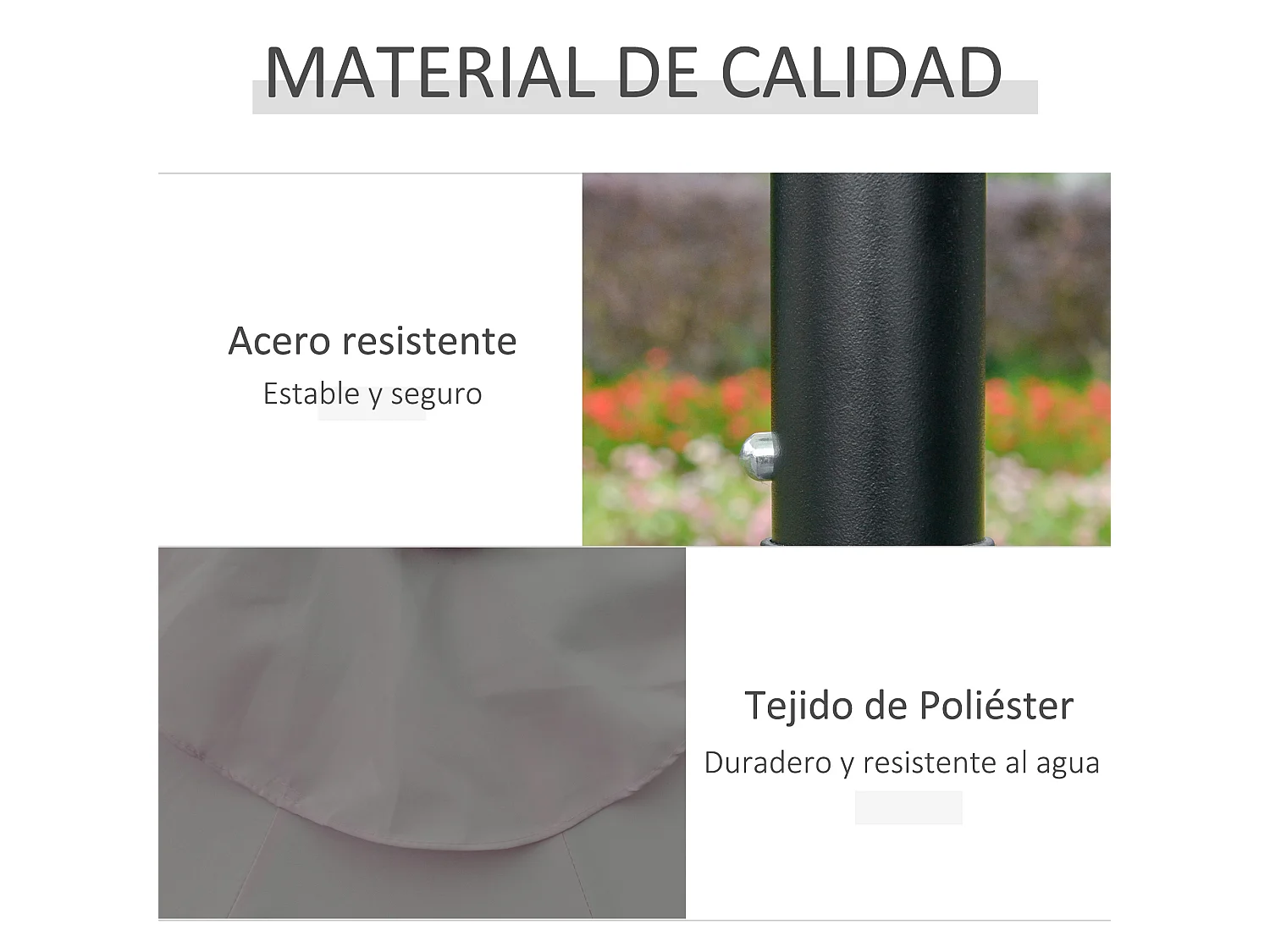 Sombrilla de jardín gris 265x265x233 cm Outsunny