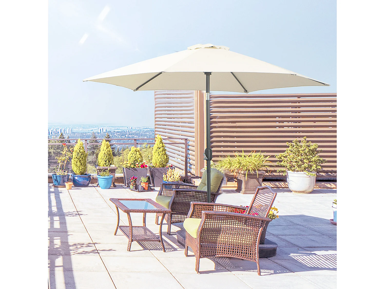 Sombrilla crema 270x270x235 cm Outsunny