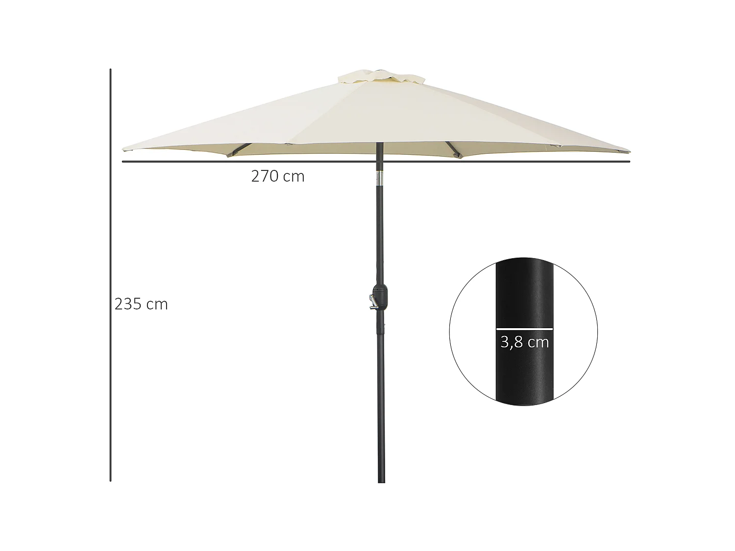 Sombrilla crema 270x270x235 cm Outsunny