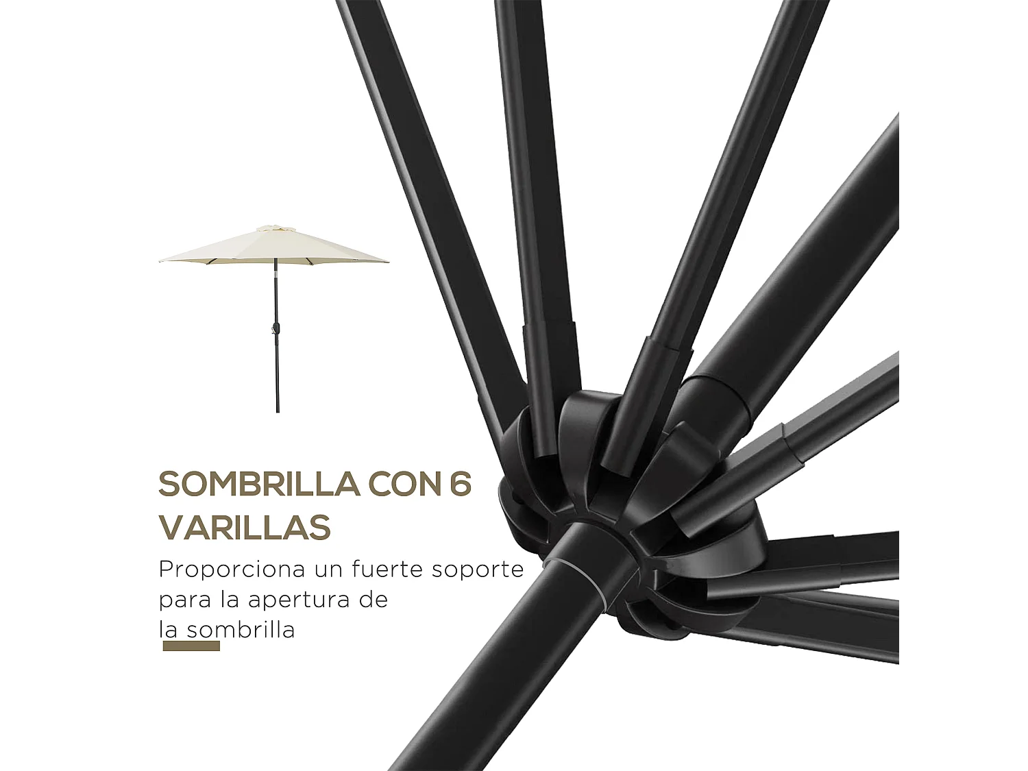 Sombrilla crema 270x270x235 cm Outsunny