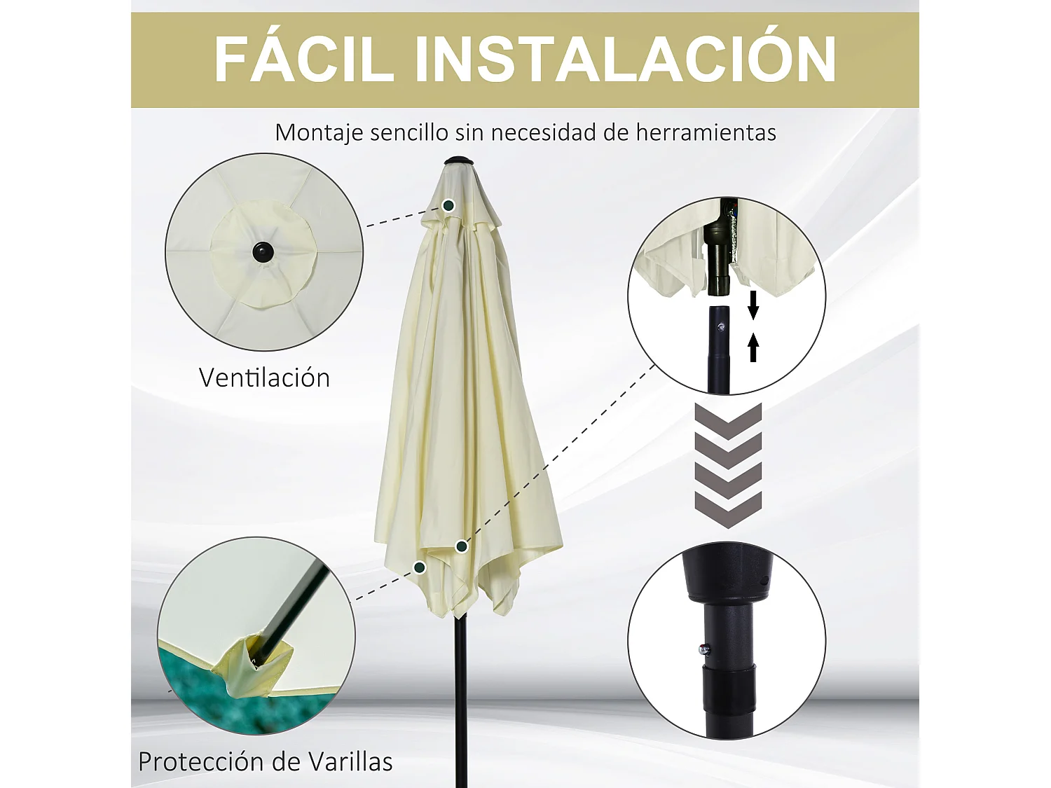 Sombrilla crema 270x270x235 cm Outsunny