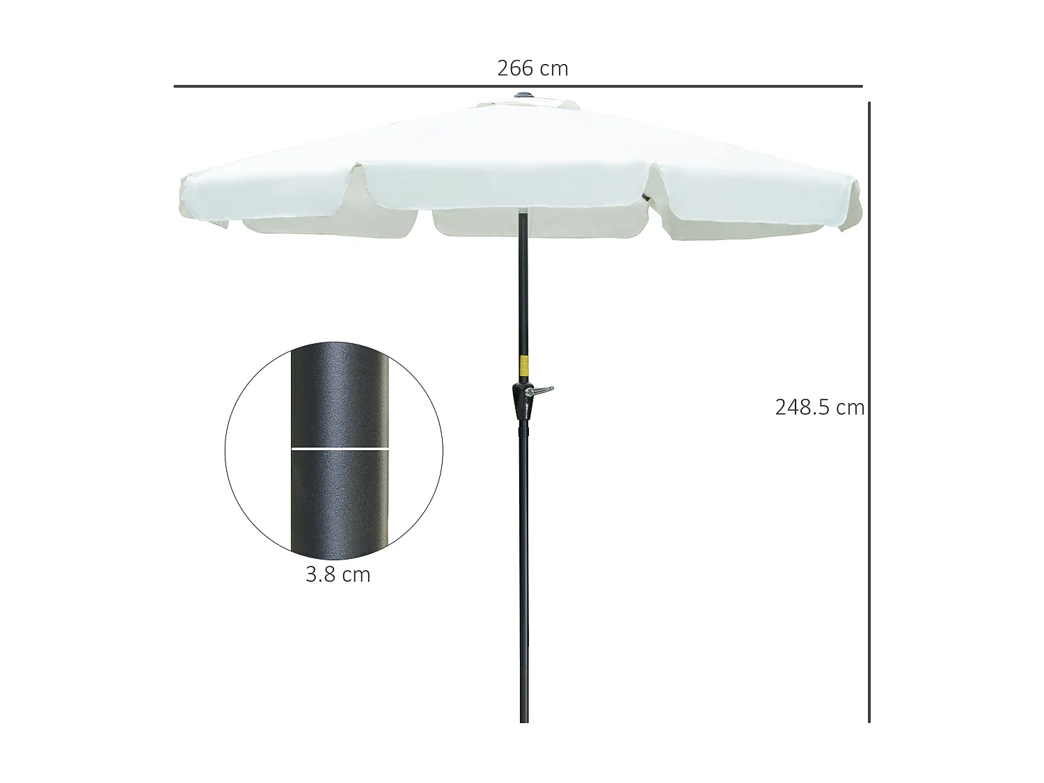 Sombrilla de jardín beige 266x266x248.5 cm Outsunny