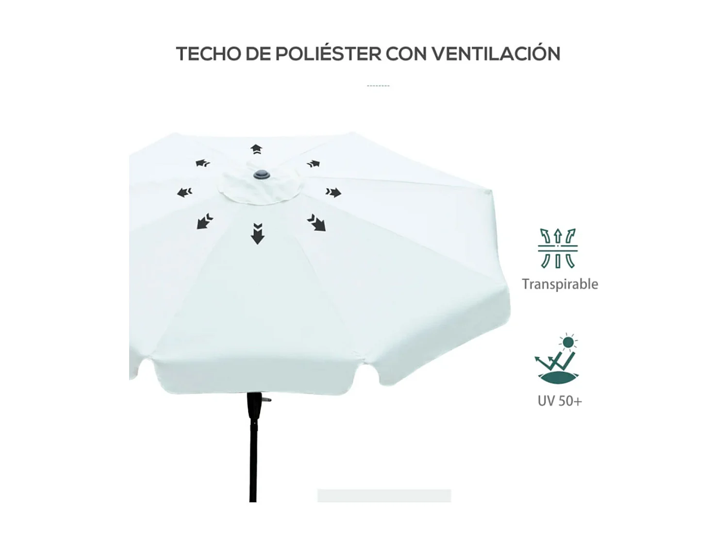 Sombrilla de jardín beige 266x266x248.5 cm Outsunny