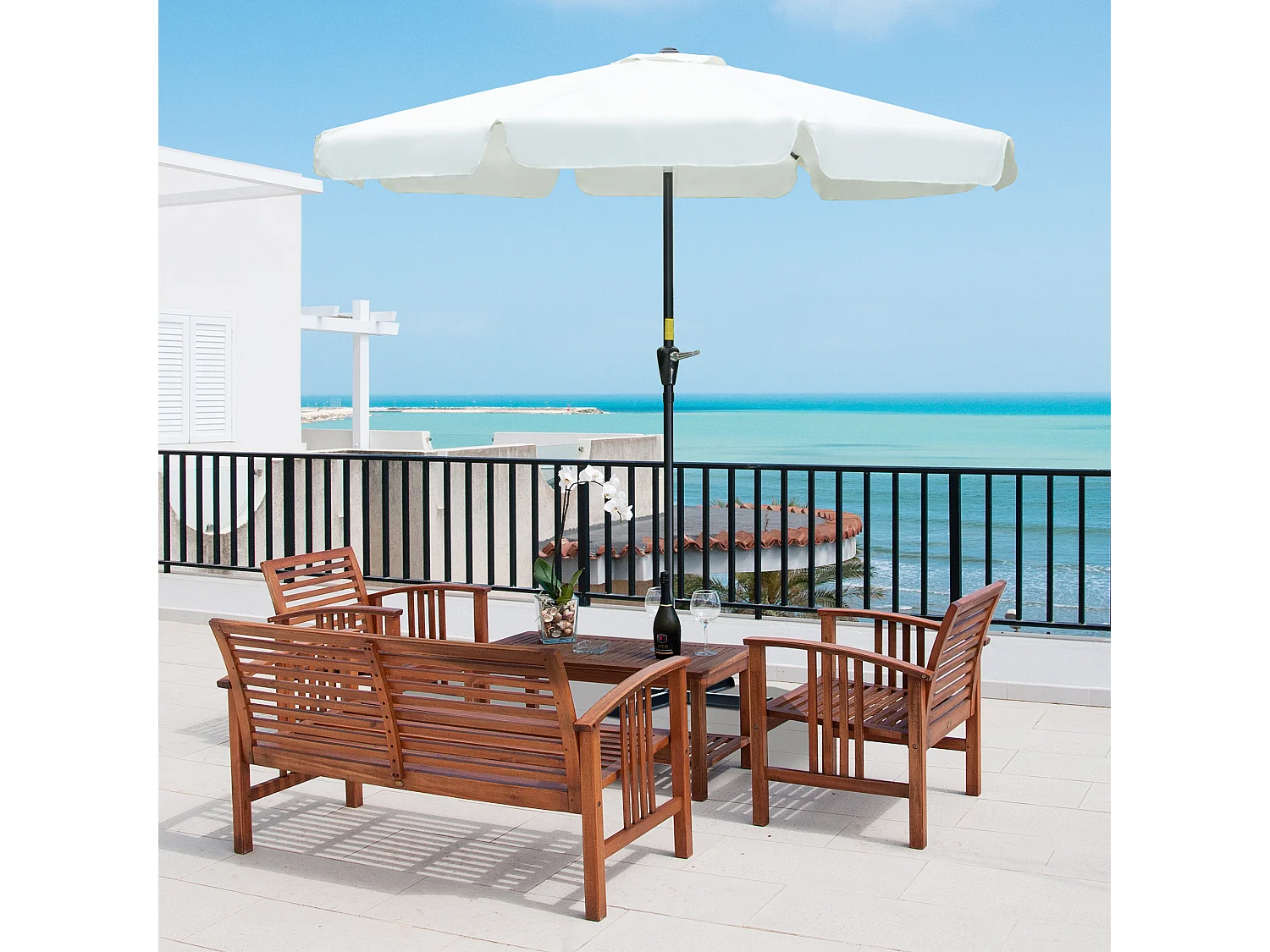 Sombrilla de jardín beige 266x266x248.5 cm Outsunny