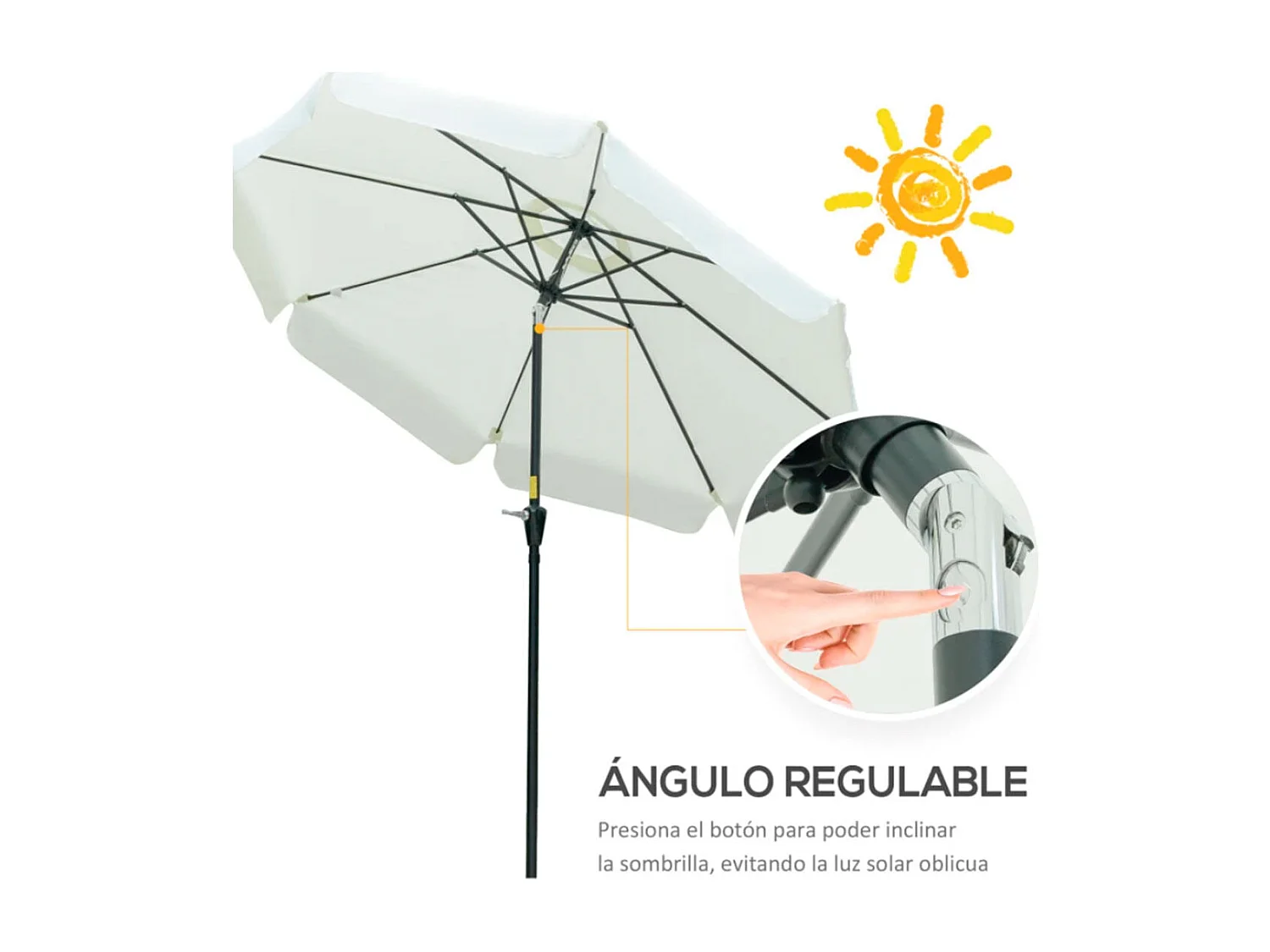 Sombrilla de jardín beige 266x266x248.5 cm Outsunny