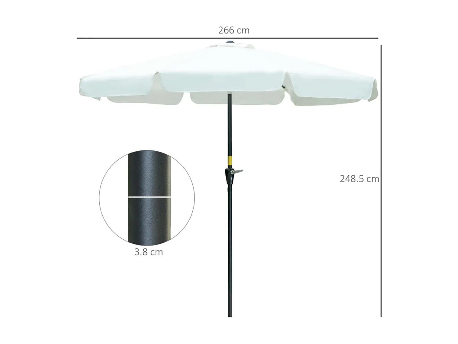 Sombrilla de jardín beige 266x266x248.5 cm Outsunny