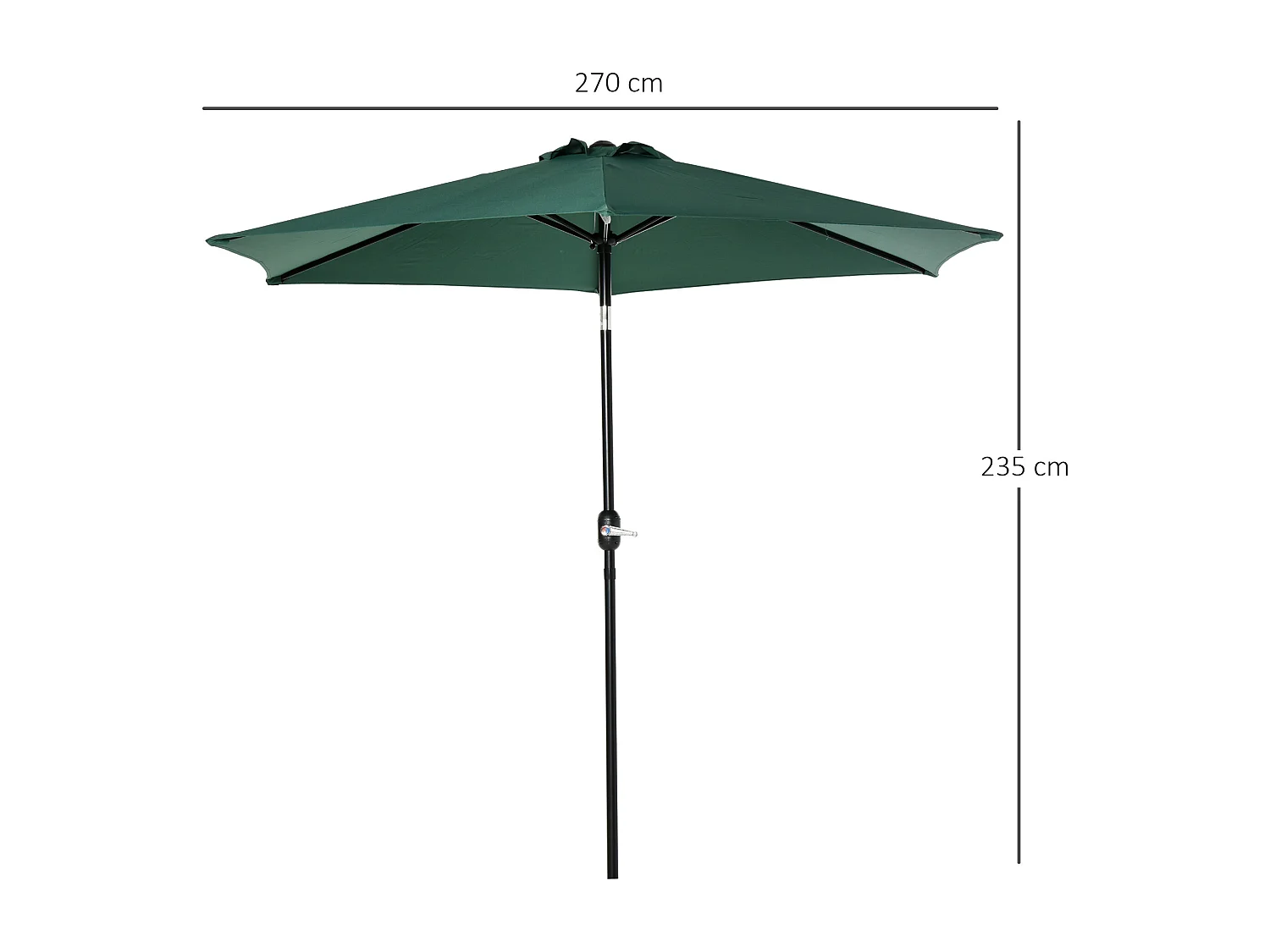 Sombrilla de jardín verde 260x260x235 cm Outsunny