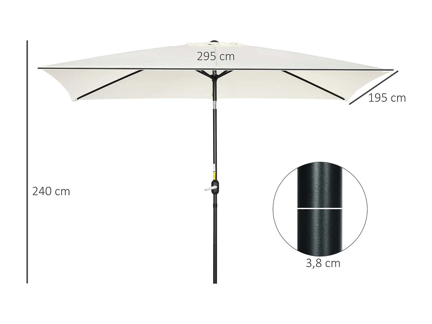 Sombrilla de jardín blanco 195x295x240 cm Outsunny