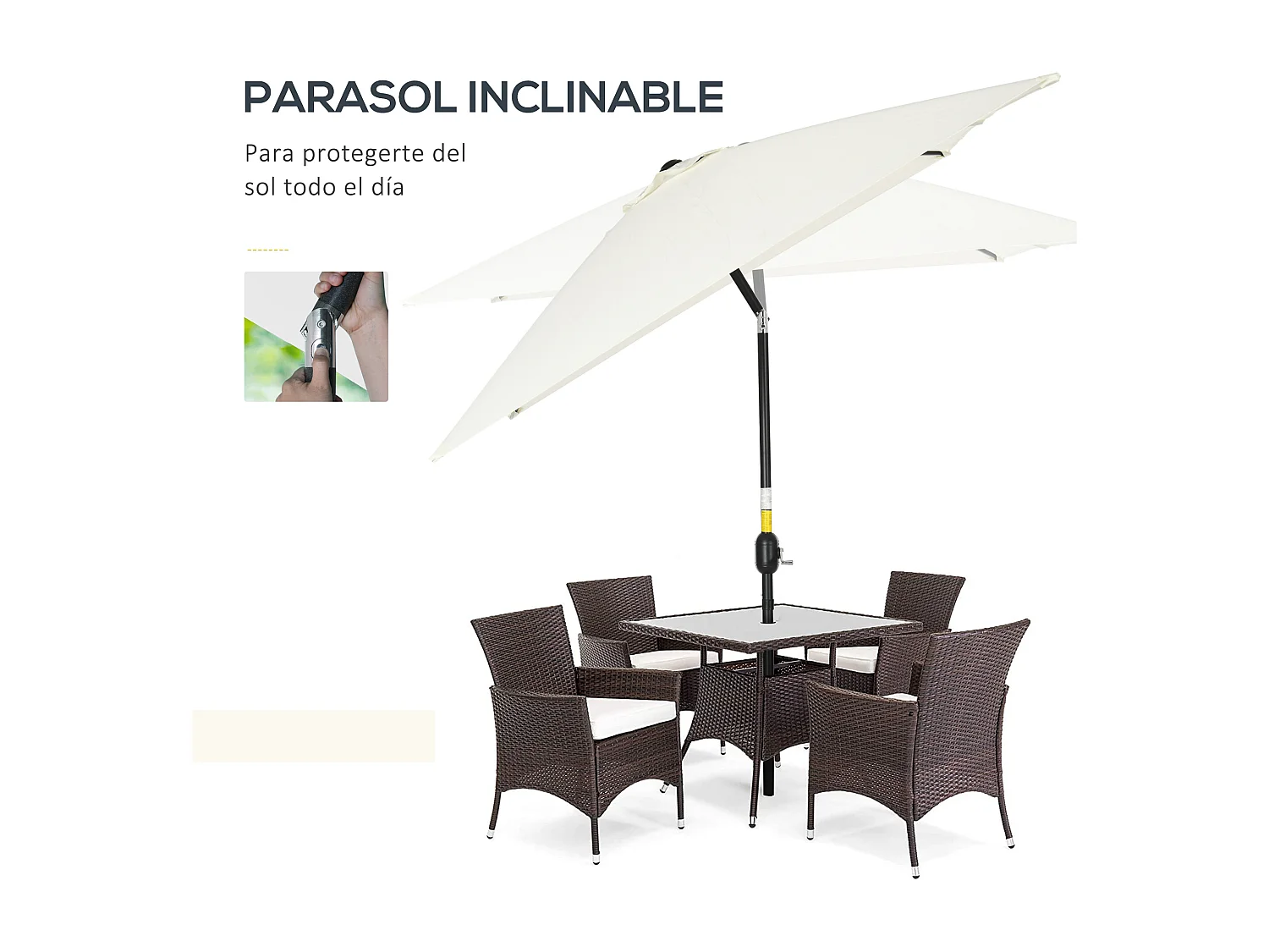 Sombrilla de jardín blanco 195x295x240 cm Outsunny