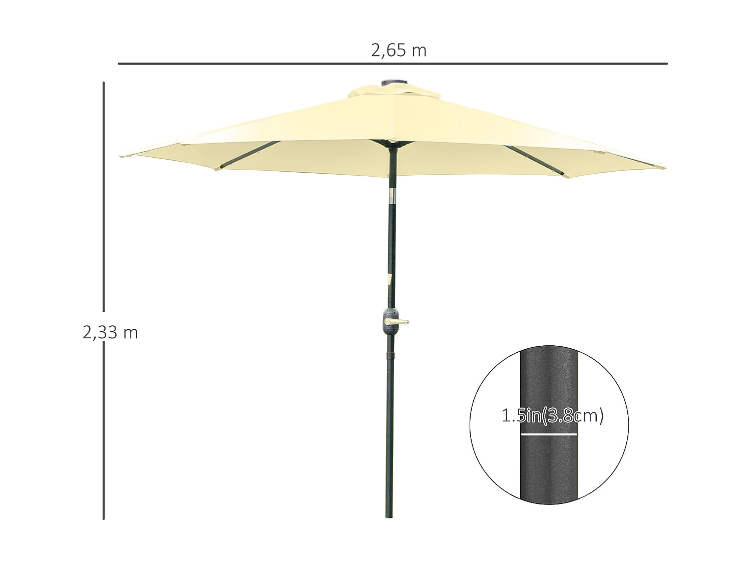 Sombrilla de jardín beige 265x265x233 cm Outsunny