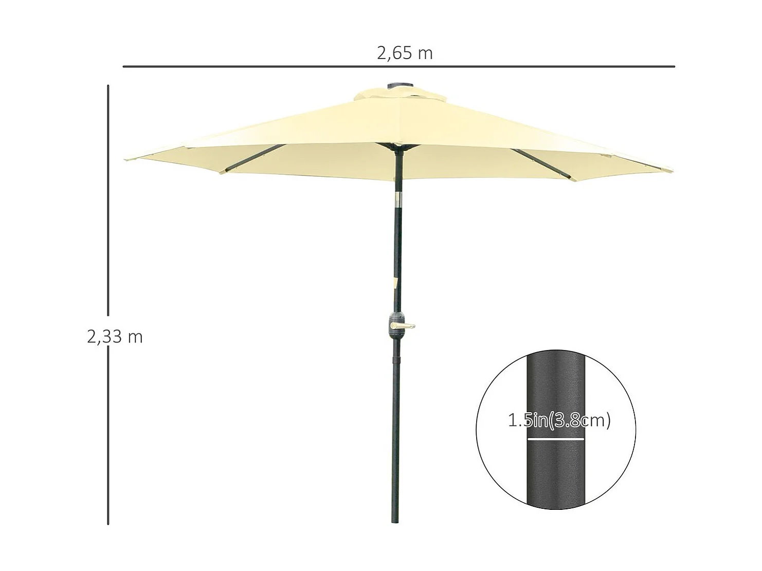 Sombrilla de jardín beige 265x265x233 cm Outsunny