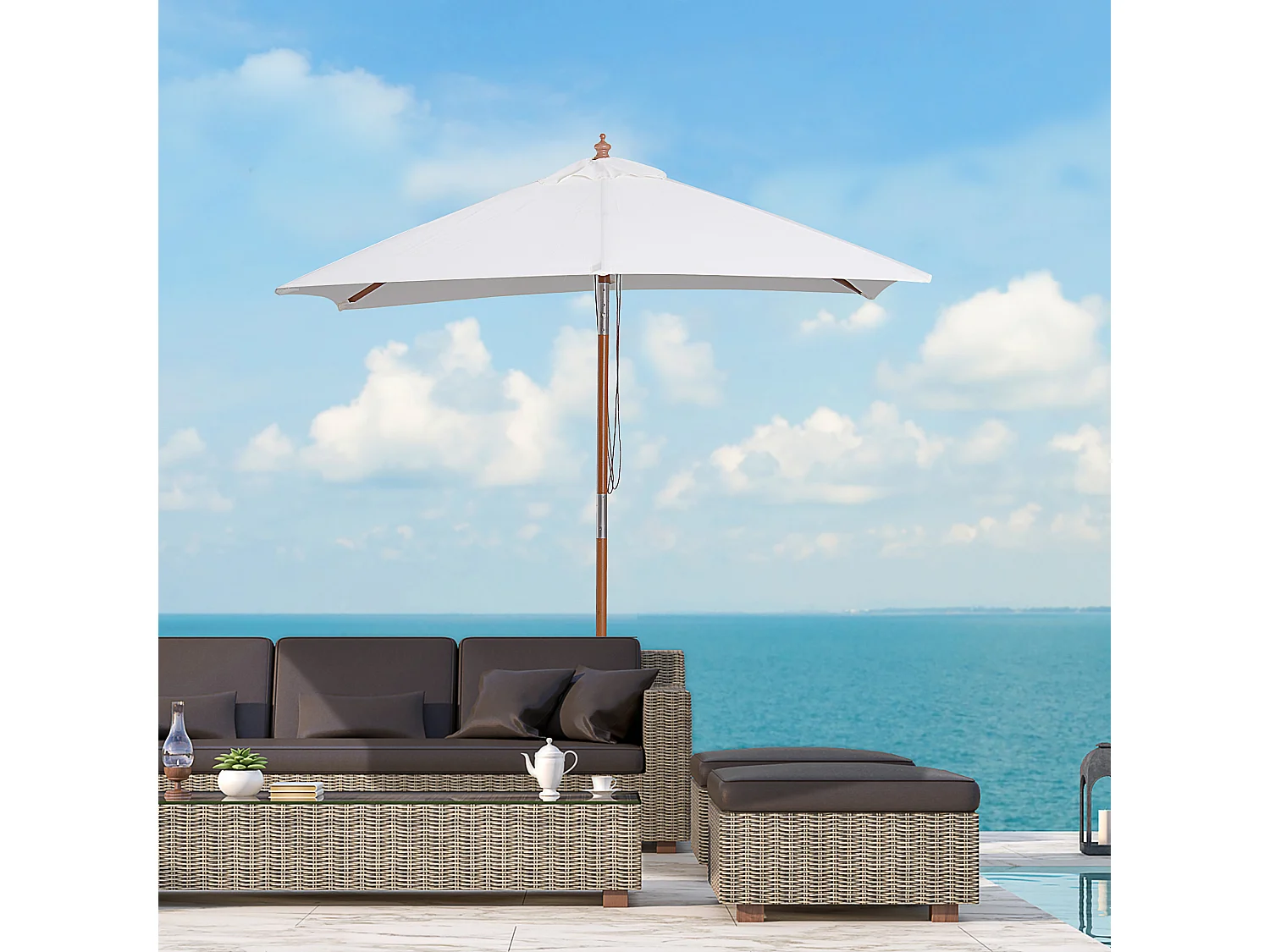 Sombrilla de jardín crema 200x150x230 cm Outsunny