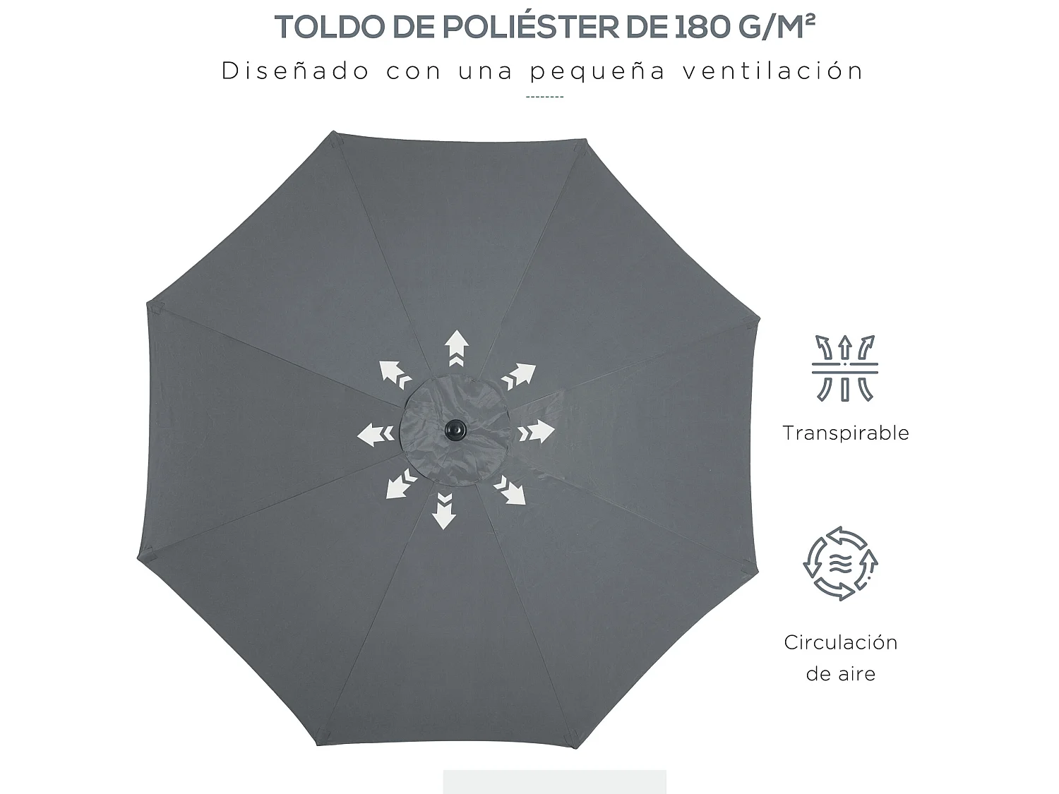 Sombrilla de jardín gris 300x300x240 cm Outsunny