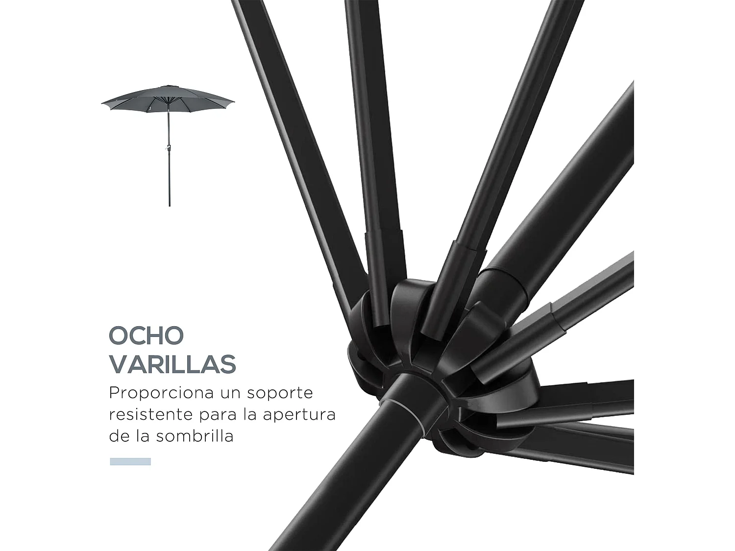 Sombrilla de jardín gris 300x300x240 cm Outsunny