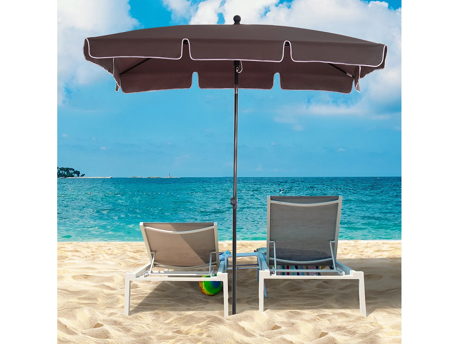 Sombrilla de jardín marrón 198x130x245 cm Outsunny