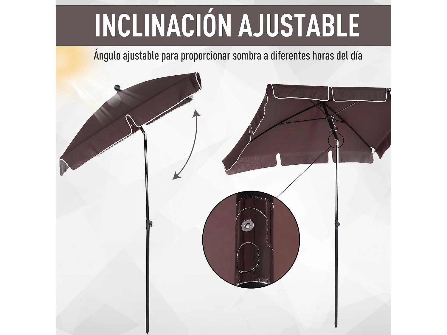 Sombrilla de jardín marrón 198x130x245 cm Outsunny