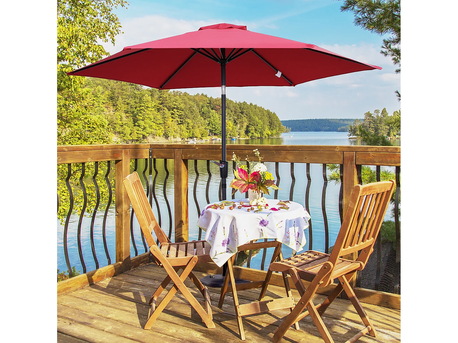 Sombrilla de jardín rojo 260x260x235 cm Outsunny