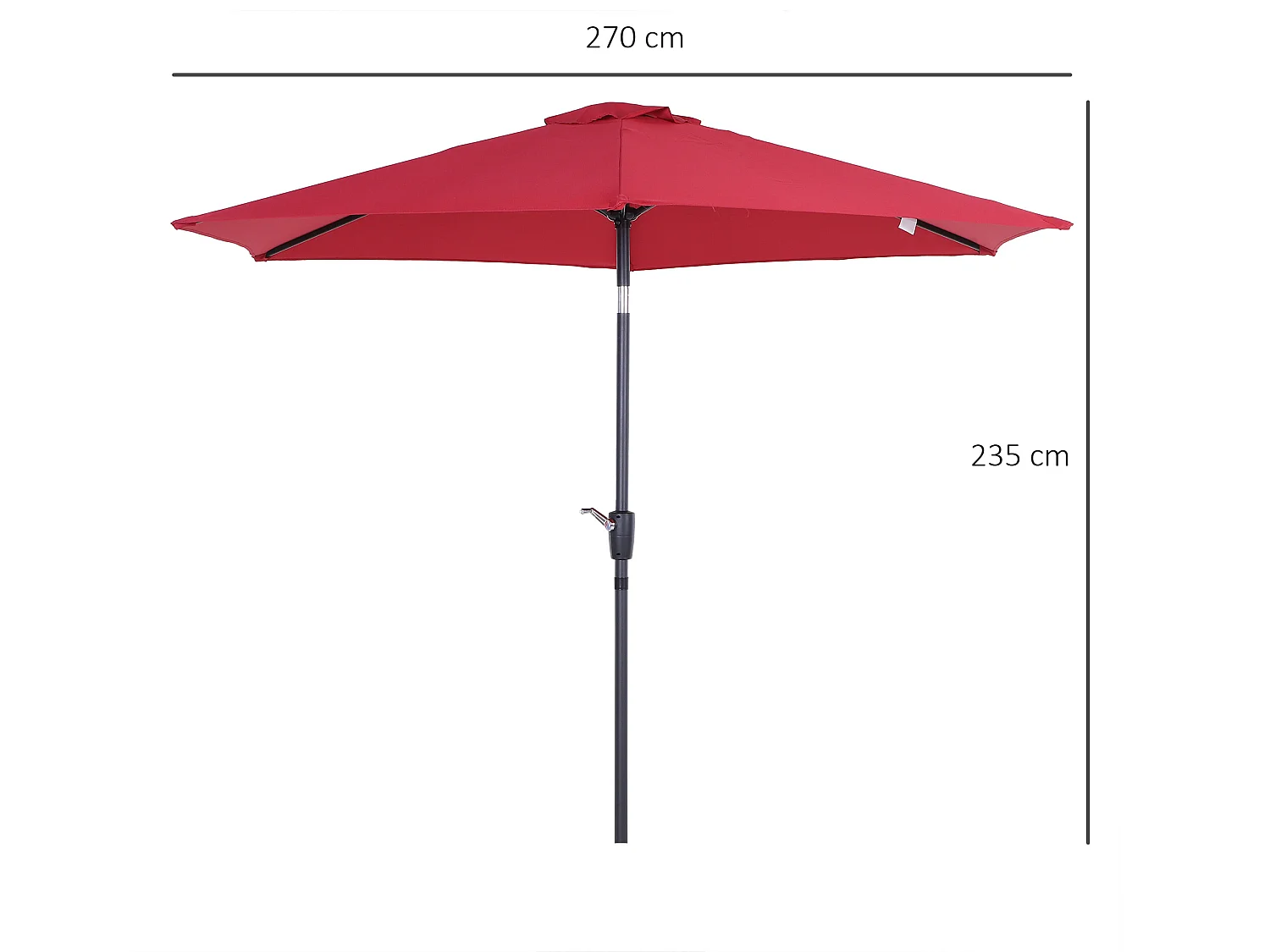 Sombrilla de jardín rojo 260x260x235 cm Outsunny