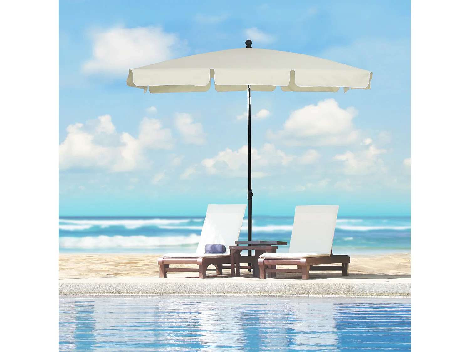 Sombrilla de jardín beige 198x130x245 cm Outsunny