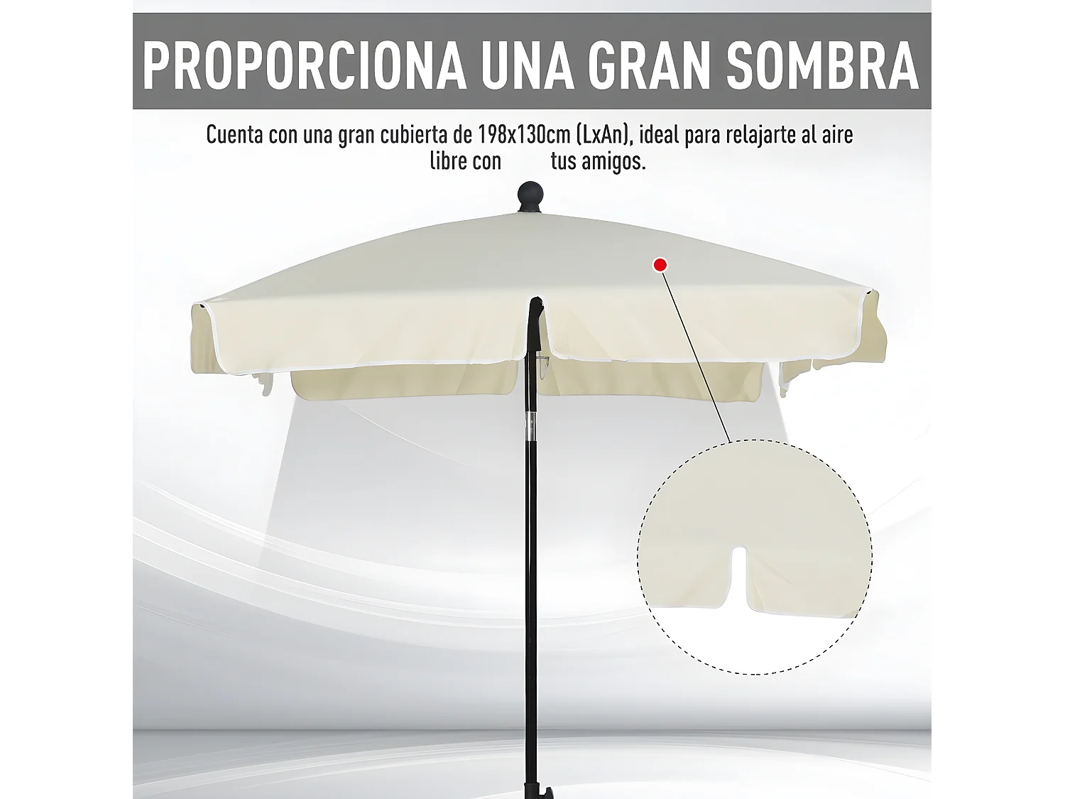 Sombrilla de jardín beige 198x130x245 cm Outsunny