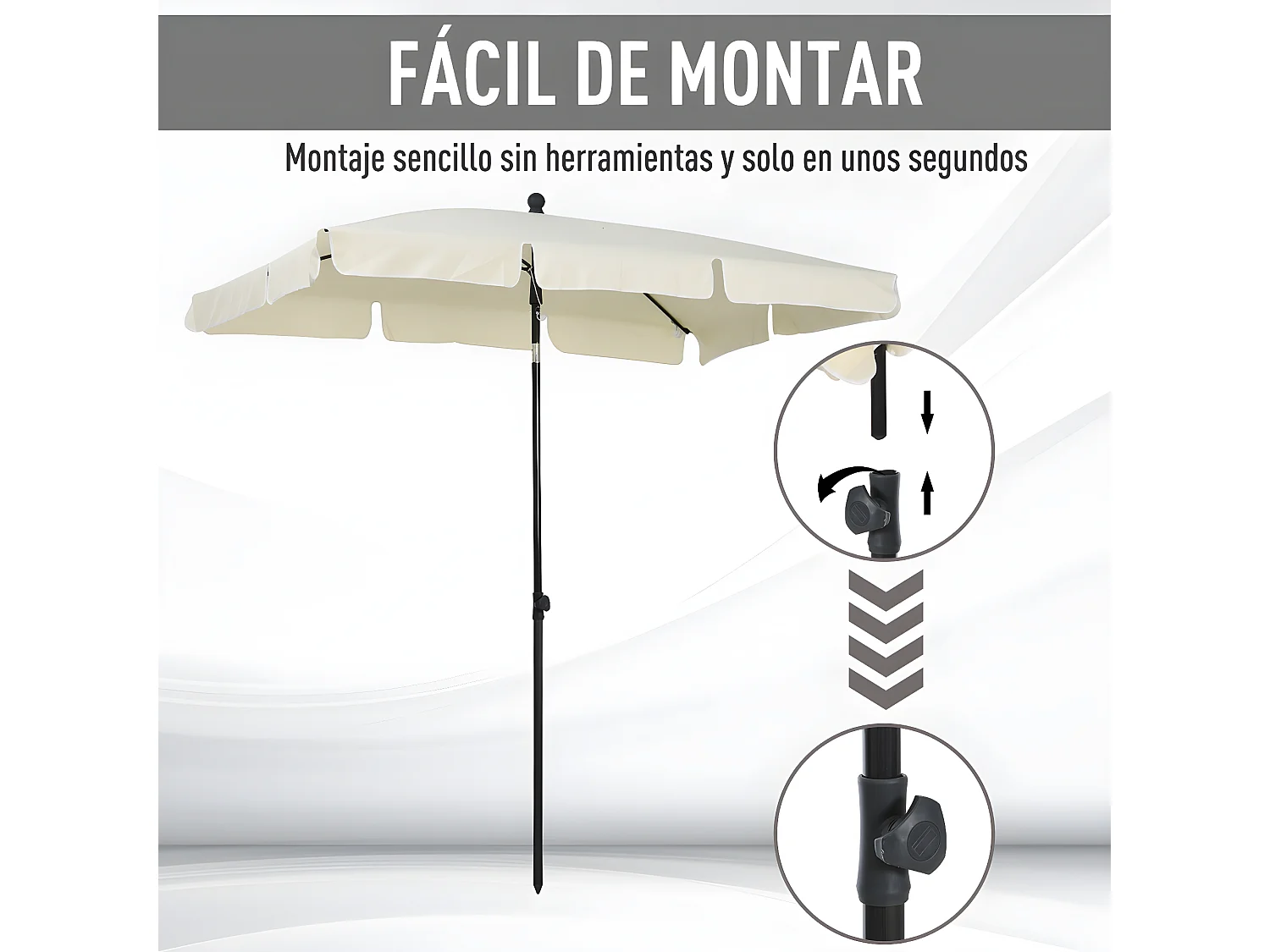 Sombrilla de jardín beige 198x130x245 cm Outsunny