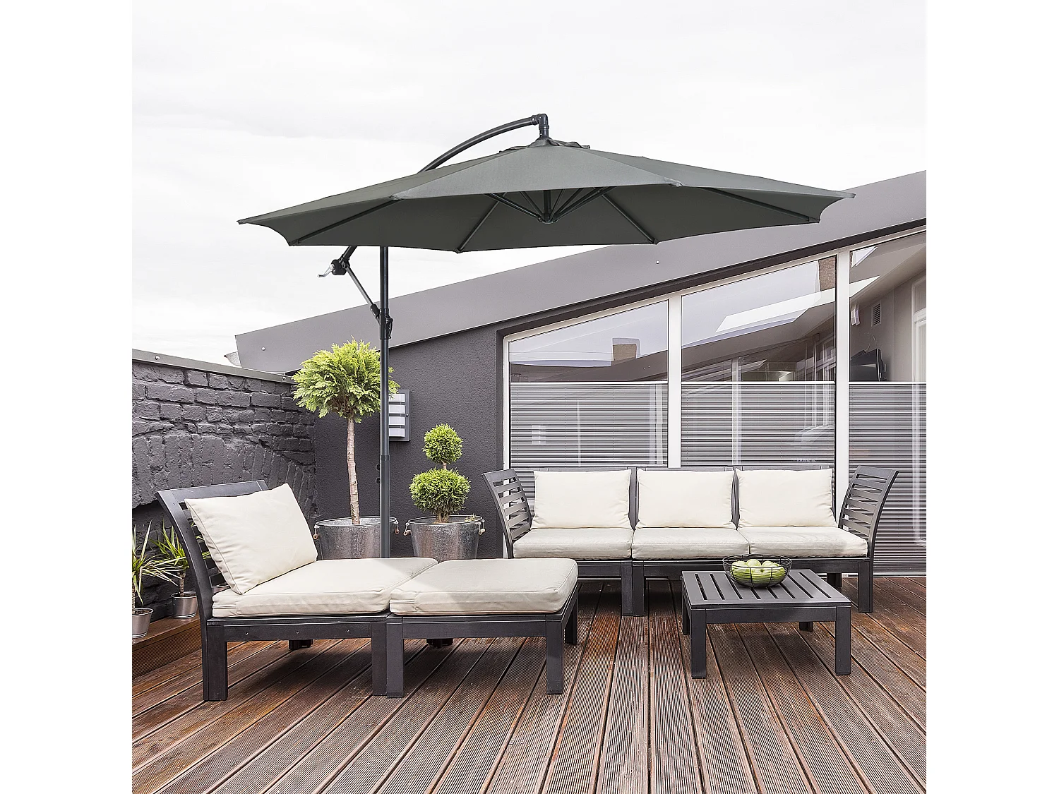 Sombrilla de jardín gris 295x295x245 cm Outsunny